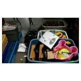 Skid of misc, totes with letter trays, household