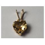 10KT Yellow Gold Citrine Heart Shaped Pendant