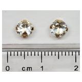 10KT Yellow Gold White Zircon Earrings