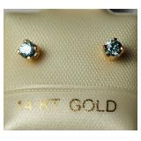 14KT Yellow Gold Genuine Blue Zircon Earrings