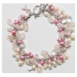 Sterling Silver Fresh Water Pearl & Quartz