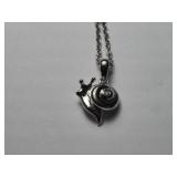 Sterling Silver Rhodium Plated Diamond Snail