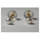 14KT Yellow Gold Fresh Water Pearl Earrings With
