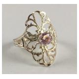 Sterling Silver Pink Cubic Zirconia Ring size 6