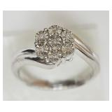 Sterling Silver 7  Diamond Ring size 7