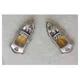 Sterling Silver  Citrine & Diamond Earrings