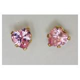 14kt Yellow Gold Pink Cubic Zirconia Earrings