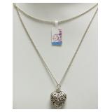 Sterling Silver  Flower Heart Shaped Pendant