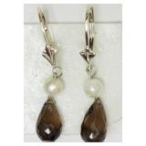 Sterling Silver Smokey Quartz (4ct) Earrings