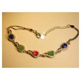 Sterling Silver Emerald Sapphire Ruby Trio