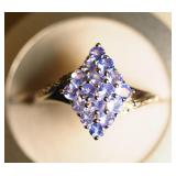 Sterling Silver Tanzanite Cluster Style Ring