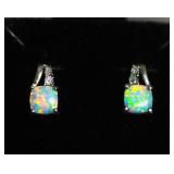 Sterling Silver Natural Diamond Created Opal