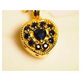Yellow Gold Plated Sapphire and Ruby Reversible