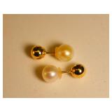 10KT Fresh Water Pearl Reversible Earrings