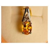 Sterling Silver Citrine (1.20ct) and Diamond