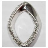 Sterling Silver Natural Diamond Round Cut Pendant