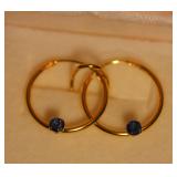 14KT 2 Sapphire 0.15ct Canadian Made Hoop