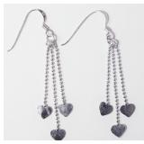 Sterling Silver Heart Shaped Drop Earrings