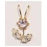 10KT Yellow Gold Pink & White Cubic Zirconia