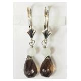 Sterling Silver Smokey Quartz Tear Drop Earrings