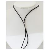 Persona Black Lariat Leather Cord Necklace with
