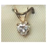 14KT Yellow Gold Cubic Zirconia Heart Shaped