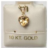 14KT Yellow Gold Heart Shaped Citrine (November