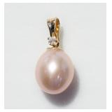 14KT Yellow Gold Pink Fresh Water Pearl Pendant