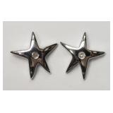 Sterling Silver Rhodium Plated Diamond Star