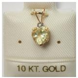 10KT Yellow Gold Lemon Quartz Heart Shaped