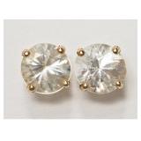 14KT Yellow Gold Natural White Zircon Earrings