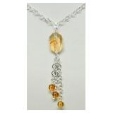Sterling Silver Genuine Gemstones Necklace