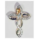 Sterling Silver Gold Plated Cubic Zirconia Cross