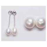 Set of Sterling Silver Freshwater Pearl Drop