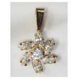 10KT Yellow Gold Cubic Zirconia Flower Pendant