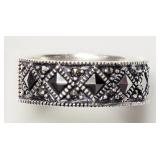 Two Sterling Silver Marcasite Rings, sizes 7 & 8.5