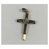 10 K Yellow Gold Cross w/ Single Genuine Diamond