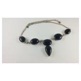Heavy Sterling Silver Black Onyx Necklace 50.6