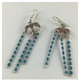 Native American Style Sterling Silver Earrings w/