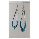 Beaded Turquoise Dangle Earrings