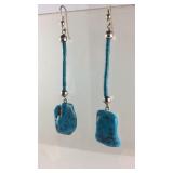 Turquoise Beaded Dangle Earrings w/ Large