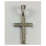 Sterling Silver Cross w/ Simulated Diamond