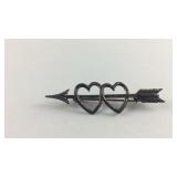 Sterling Silver Arrow Going Through 2 Hearts