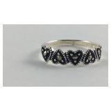 Sterling Silver Marcasite Ring w/ Hearts Size