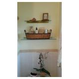 Bathroom decor items, wall decor picture, basket