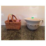 Two Longaberger pieces: white and green batter