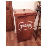 Wooden trash can with lid, 11.5 x 13 x 24 inches,