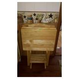 Set of four TV snack trays with stand, light -