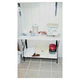 Plant Shelf and contents, 2 shelf iron leg base