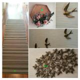 Wall decor, pieces of birds, floral, and